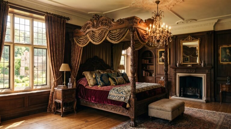 Antique bedroom with ornate bed 202607271021