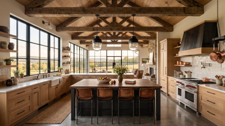 Barndominium kitchen with wood b… 202607270915