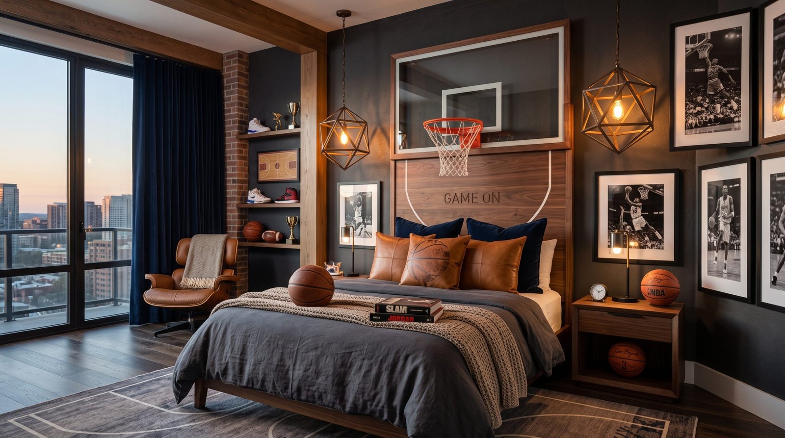 Basketball bedroom warm wood lea… 202607282317