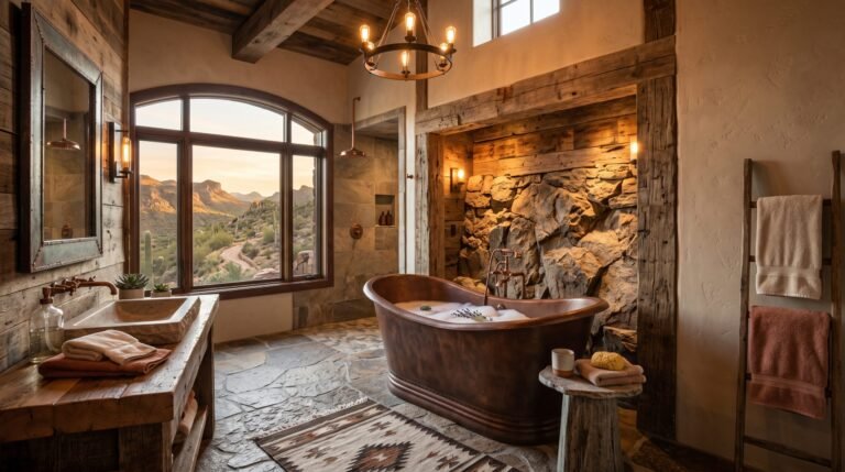 Bathroom with wood and stone 202607281541