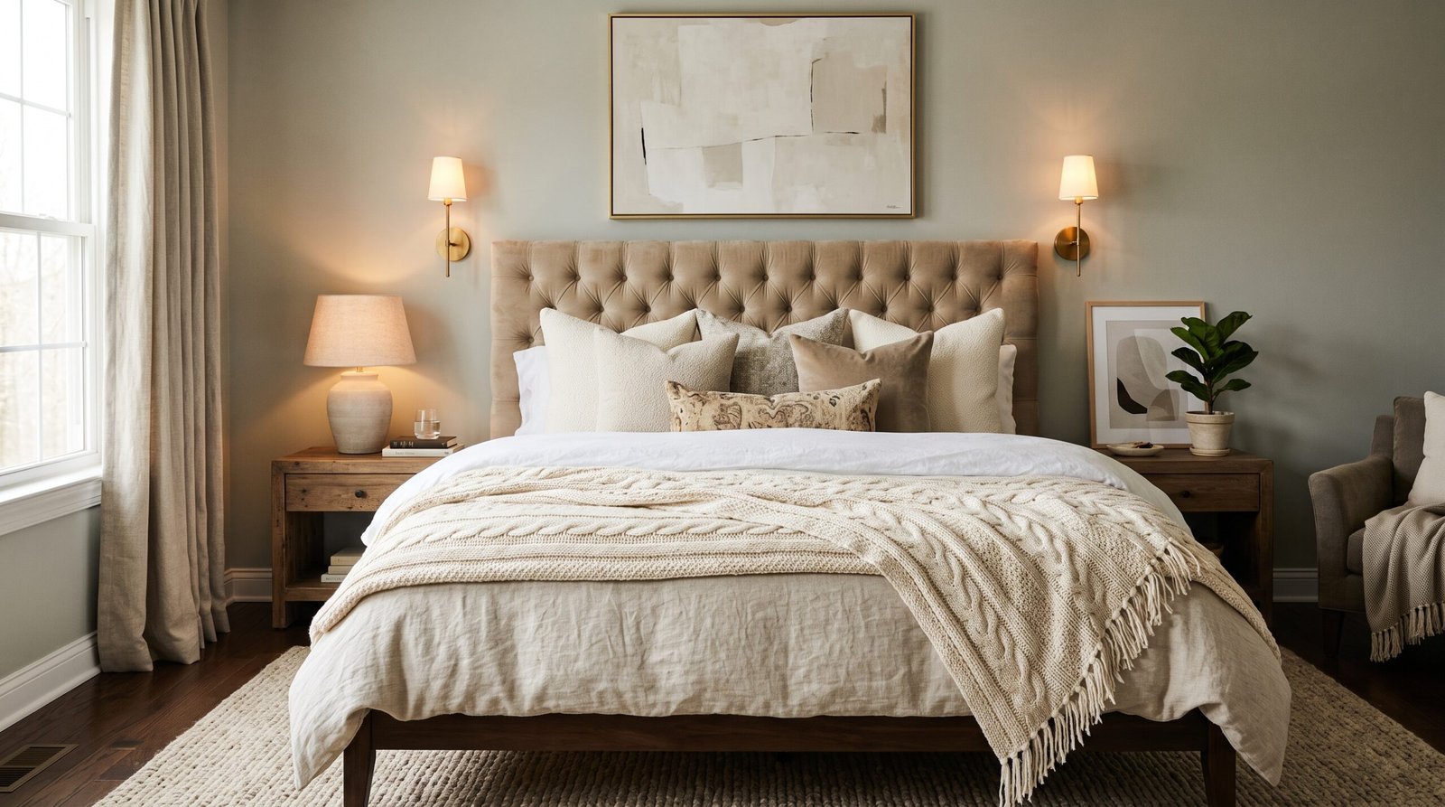Bed with textured bedding 2K 202607282346