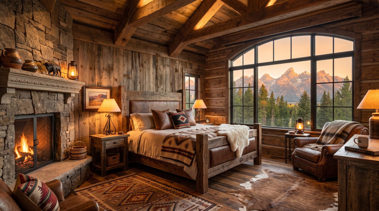 Bedroom combining wood leather t… 202607281504