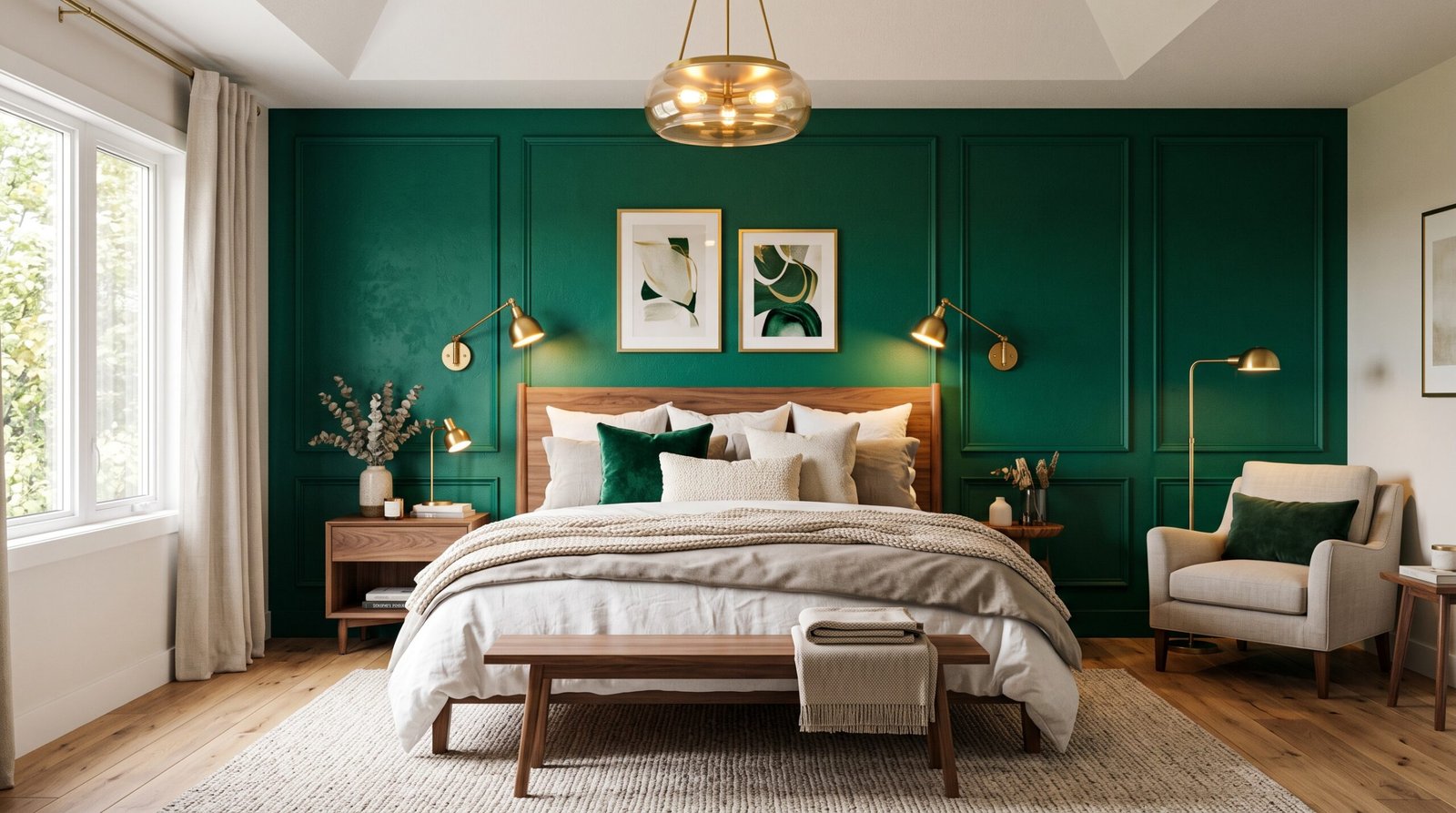 Bedroom interior emerald accent … 202607261724