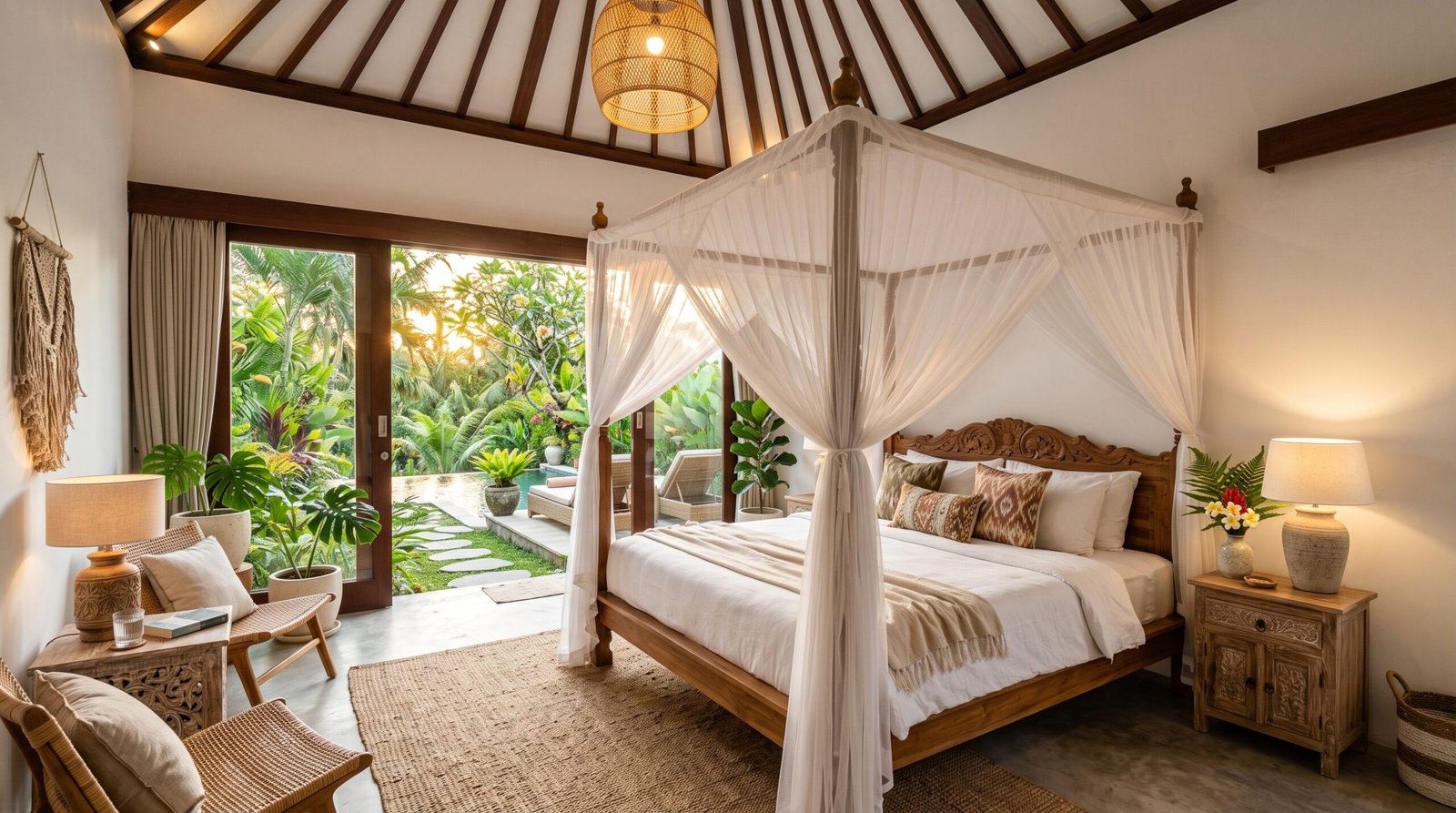 Bedroom sanctuary with canopy bed 202607261905