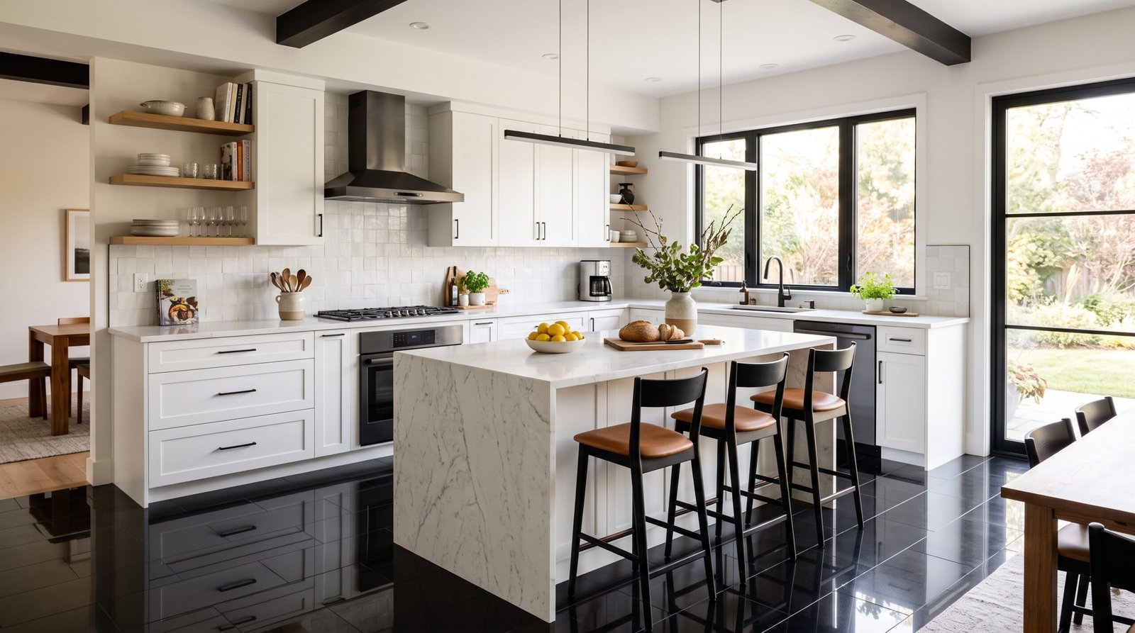 Kitchen with black tile flooring 202607290609 3