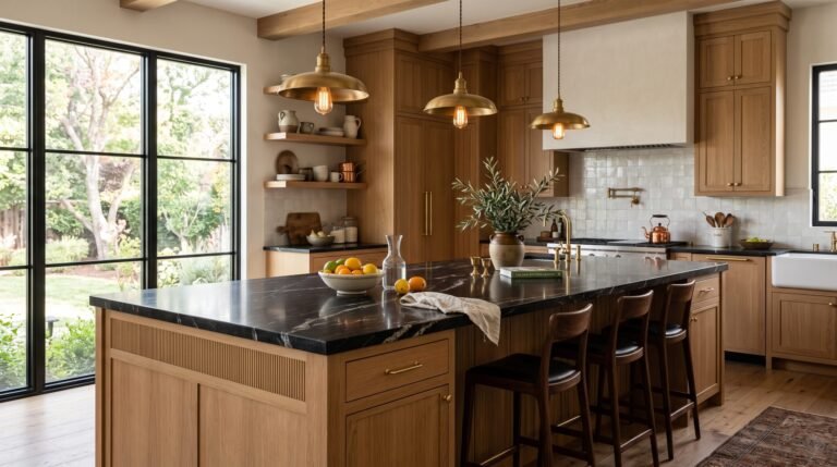 Luxurious kitchen black island 2K 202607290620