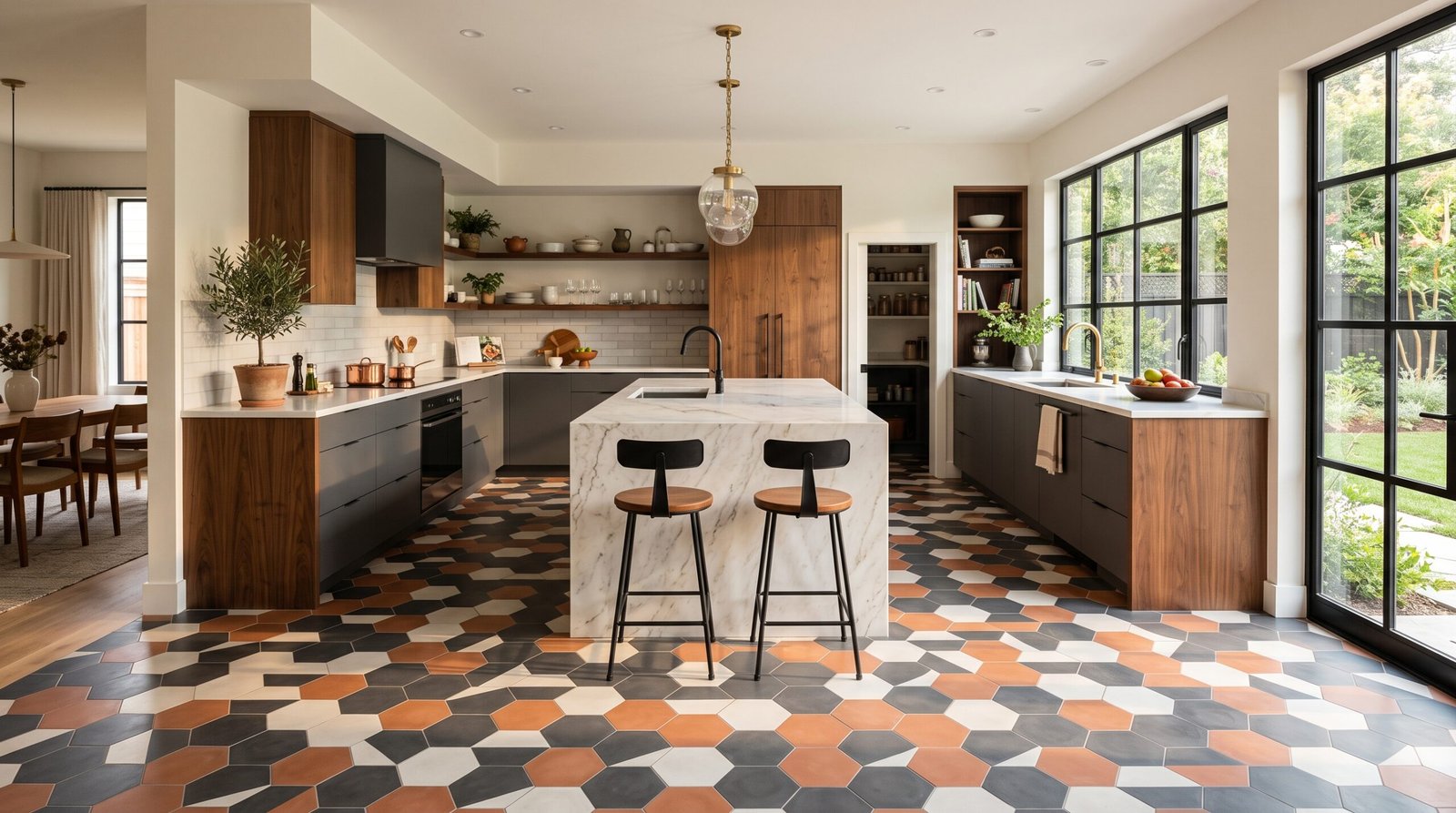 Stylish kitchen with floor tile 202607262214