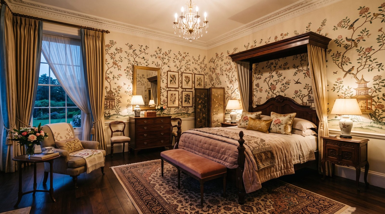 Bedroom with vintage chinoiserie… 2K 202608111643