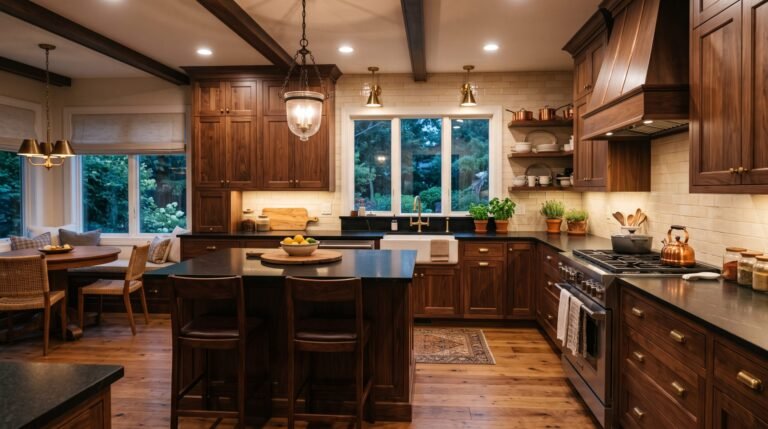 Cozy kitchen with brown cabinets 202608131723