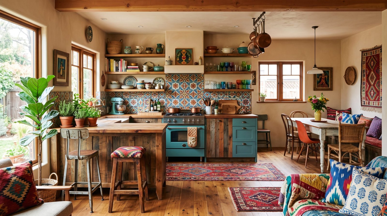 Eclectic kitchen with patterned … 202608040349