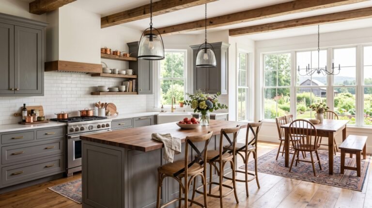 Farmhouse kitchen with gray cabi… 202608032043