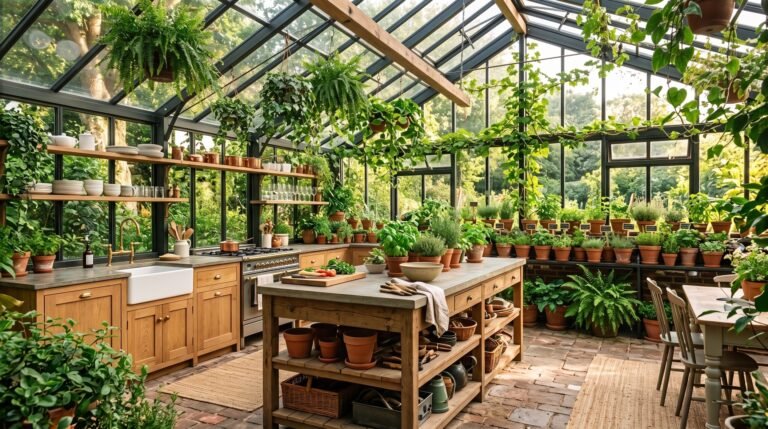 Greenhouse kitchen with herb garden 202608050913