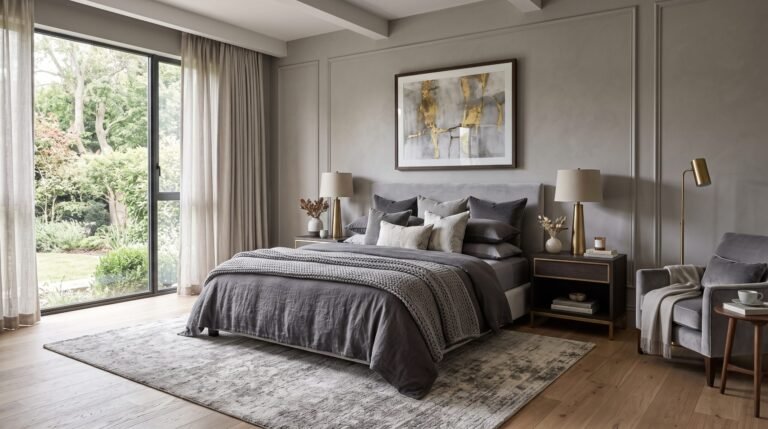 Grey bedroom with soft textures 202608011057