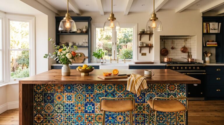 Kitchen island with tile panel 202608120329