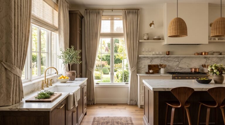 Kitchen with elegant curtains 2K 202608131523