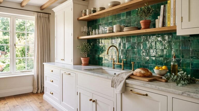 Kitchen with green tile backsplash 202608131859