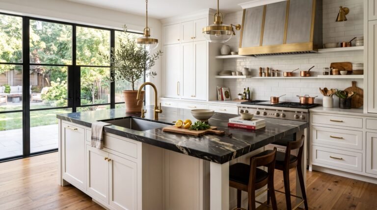 12 Kitchen Ideas With Dark Countertops and Light Cabinets Done Right