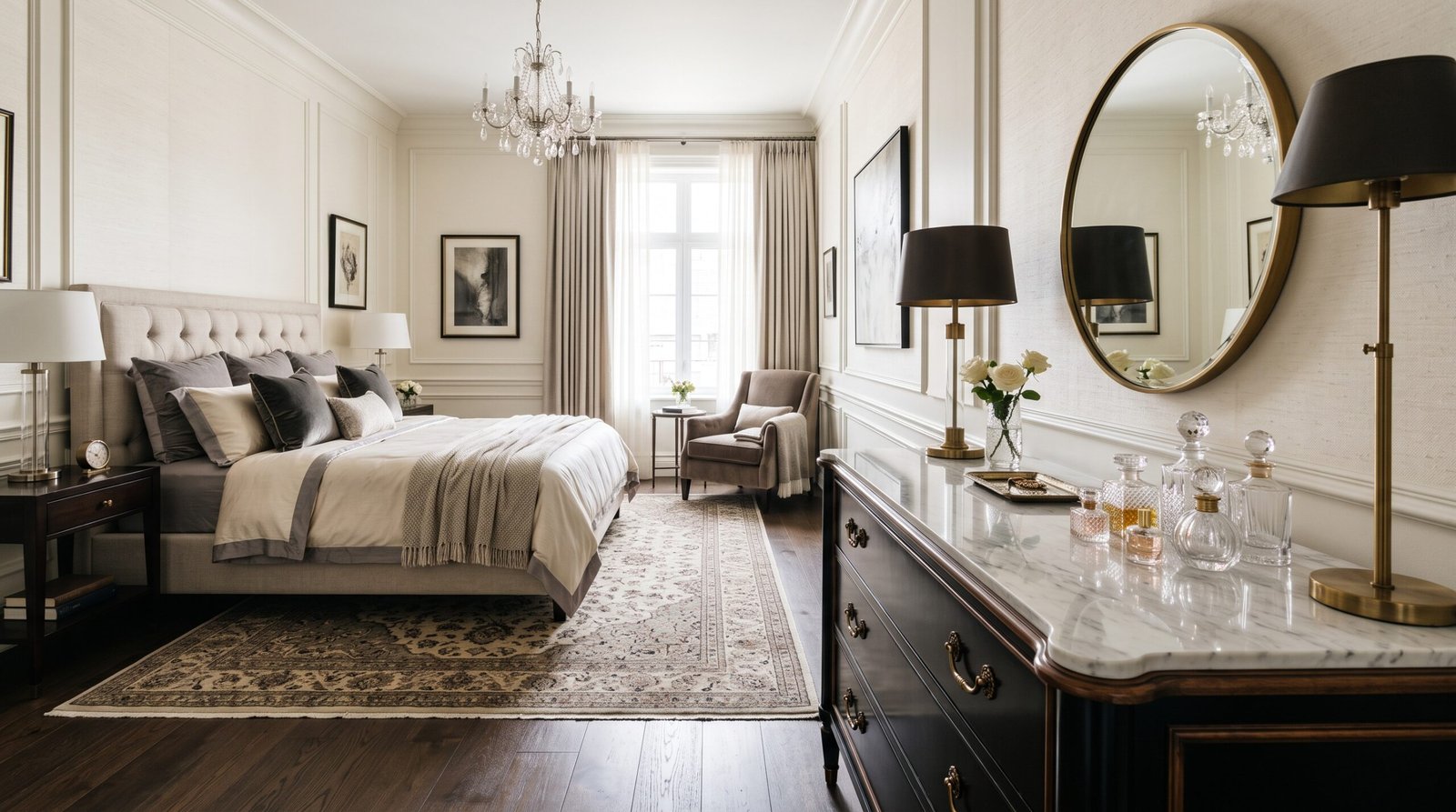 Luxurious bedroom with black dre… 202608111936