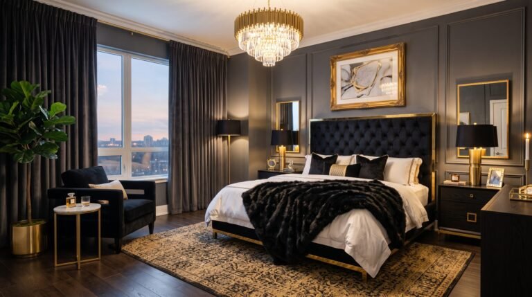 Luxurious bedroom with black velvet 202608111915