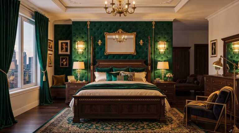 Luxurious bedroom with green wall 202608111831