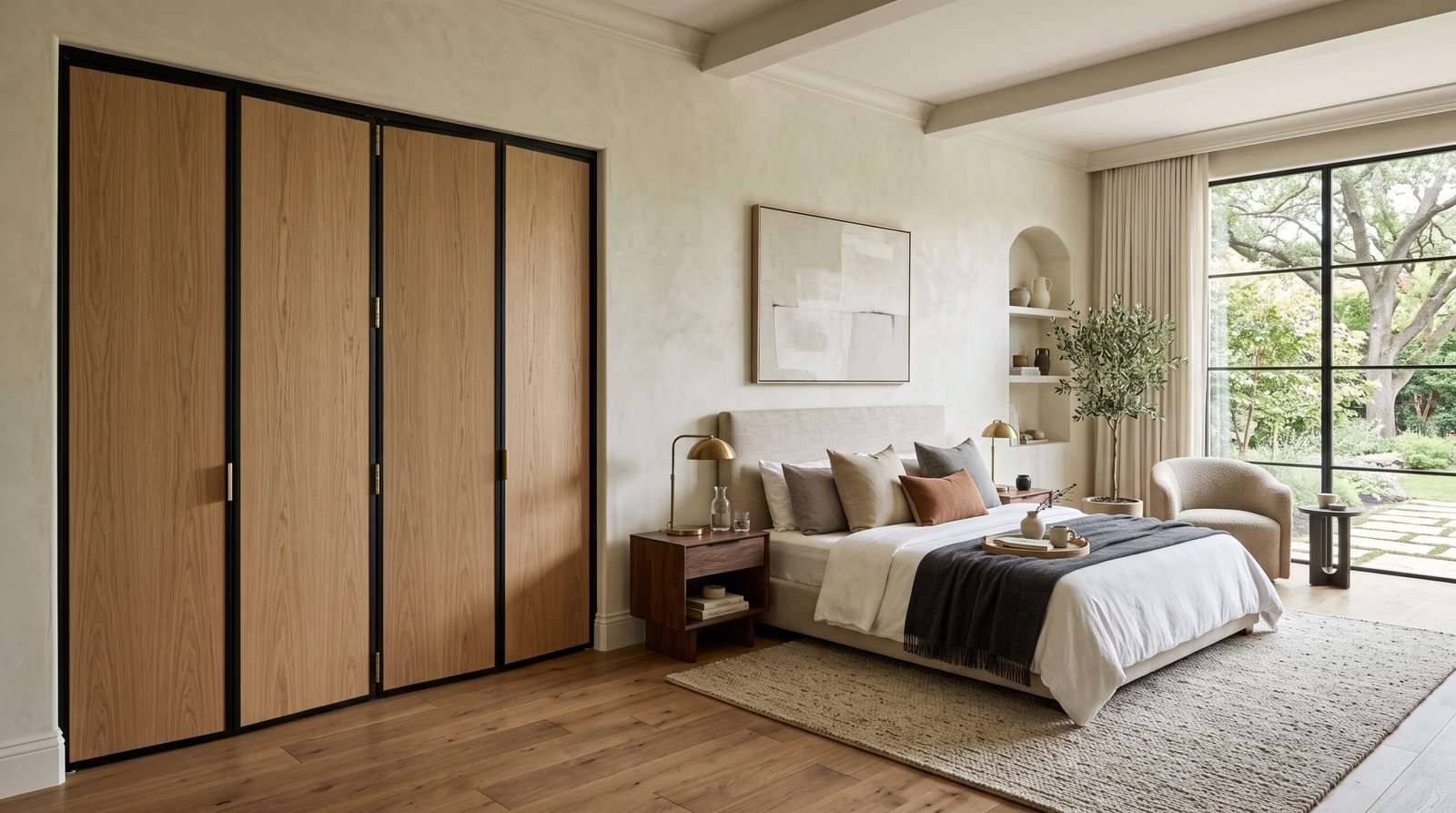 Modern bedroom with bifold closet 202608112122